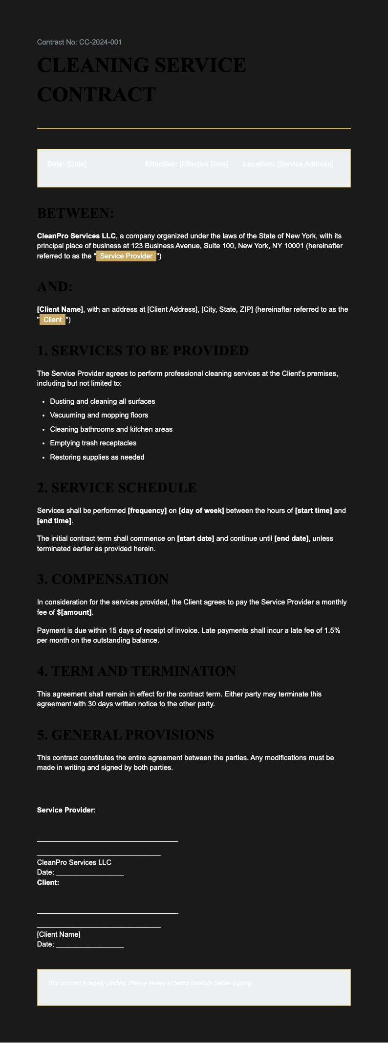 Art deco cleaning contract